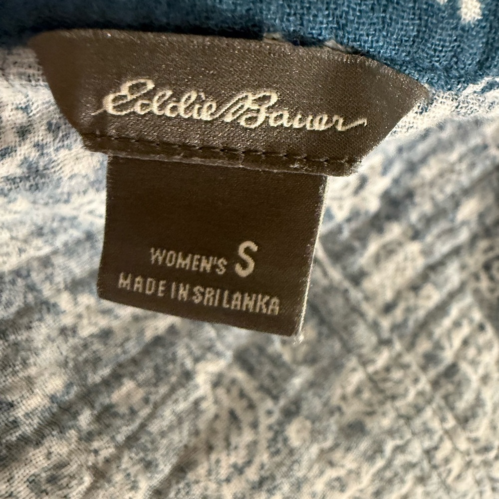 Eddie Bauer Blue Paisley Sleeveless Cotton Blouse Lightweight Top Size Small - Picture 5 of 6